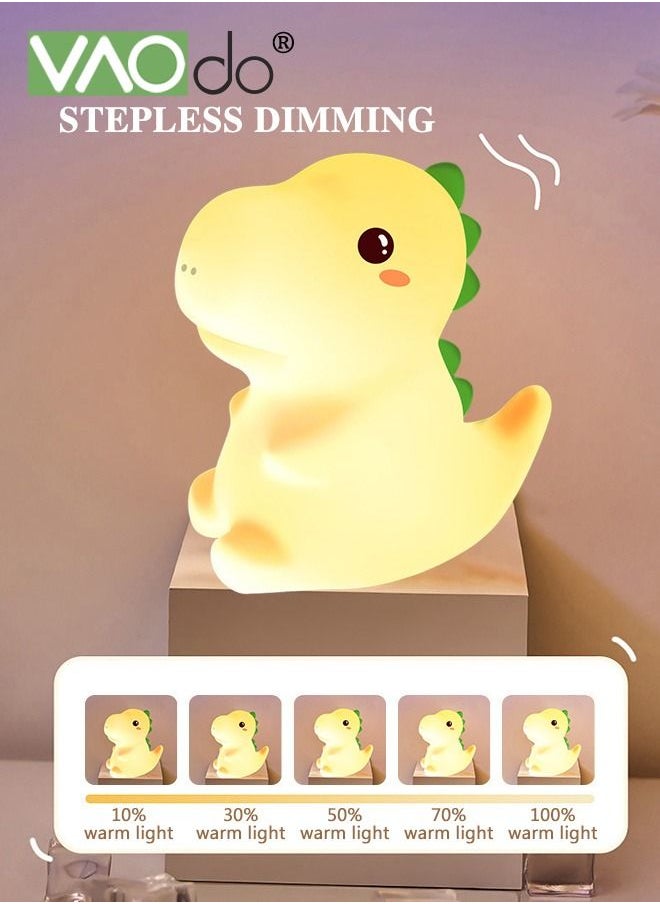 VAOdo - LED Dinosaur Night Light with Remote Control 7 Color Silicone Lamp 1200 mAh Battery Stepless Dimming USB Rechargeable Home Decor Bedside Lamp for Kids Room Bedroom Living Room - Image 1