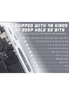 INICIO INICIO 50 in 1 Multi Function Precision Screwdriver Tool Kit With 48 Deep Hole S2 Bits Extension Rod For Electronics Repair of iPhone MacBook Mobile Laptop Tablet Display Black Aluminum Alloy  - Image 3