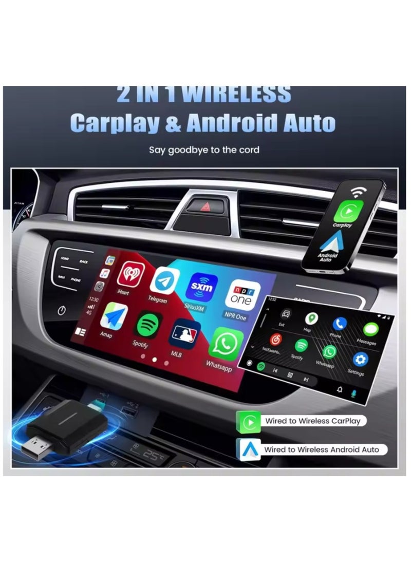 2 In 1 Mini Carplay Wireless Adapter Seamless Integration Android Auto For Apple USB Type-C Dongle In Universal Car