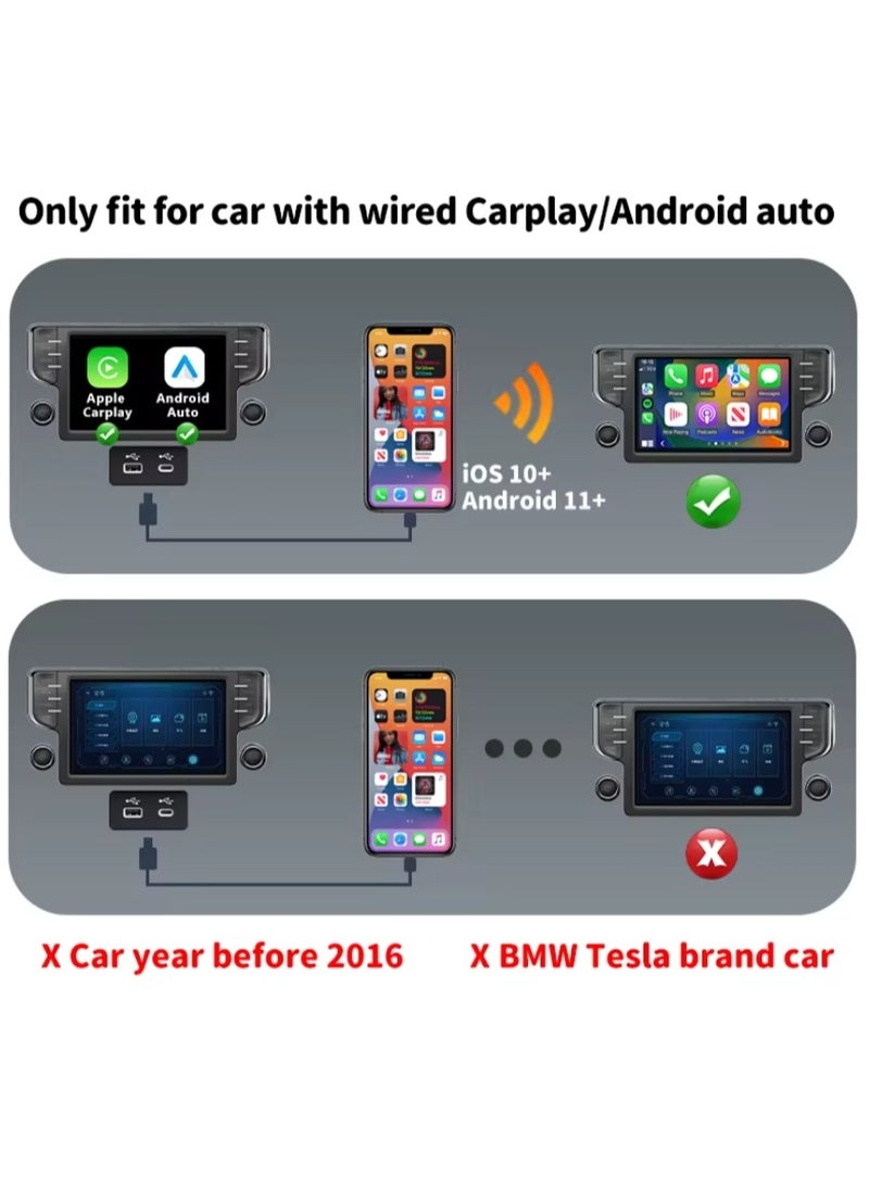 2 In 1 Mini Carplay Wireless Adapter Seamless Integration Android Auto For Apple USB Type-C Dongle In Universal Car