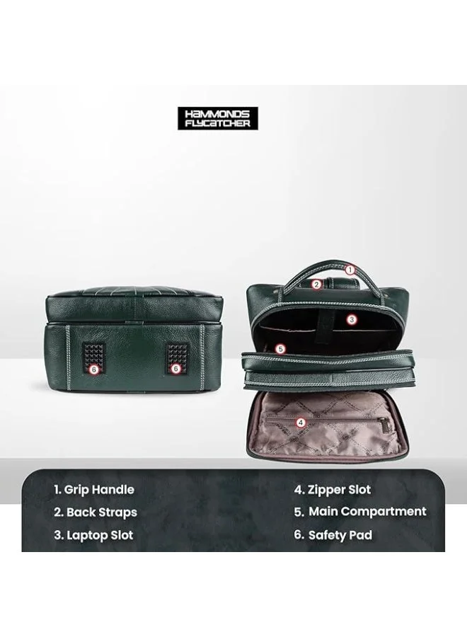 HAMMONDS FLYCATCHER Genuine Leather Laptop Backpack for Men and Women - Stylish, Spacious Bag with Multiple Compartments, Perfect for College, Work, and Travel - Upto 16 Inch Laptop