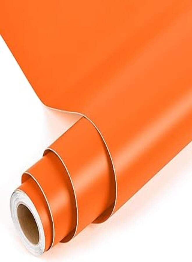 Multipurpose Vinyl Sticker Roll (2m) Wide x (60cm) Long - Color (Orange Semi-Glossy) Orange-2m