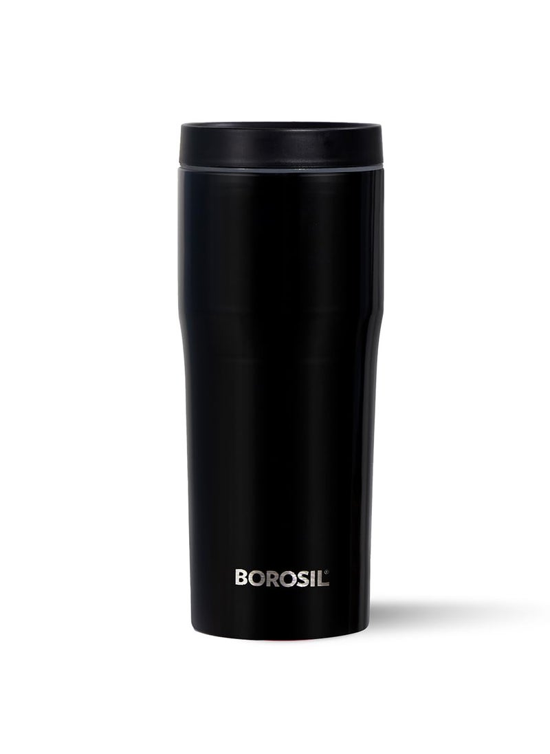 BOROSIL Borosil Hydra Hike 500ml Stainless Steel Flask Tumbler | Double Wall Vacuum Insulated | 9 Hrs Hot & 13 Hrs Cold | Leakproof & Wide Mouth | Fits in Car Holders, for Home, Office, Sports, Black  - Image 1
