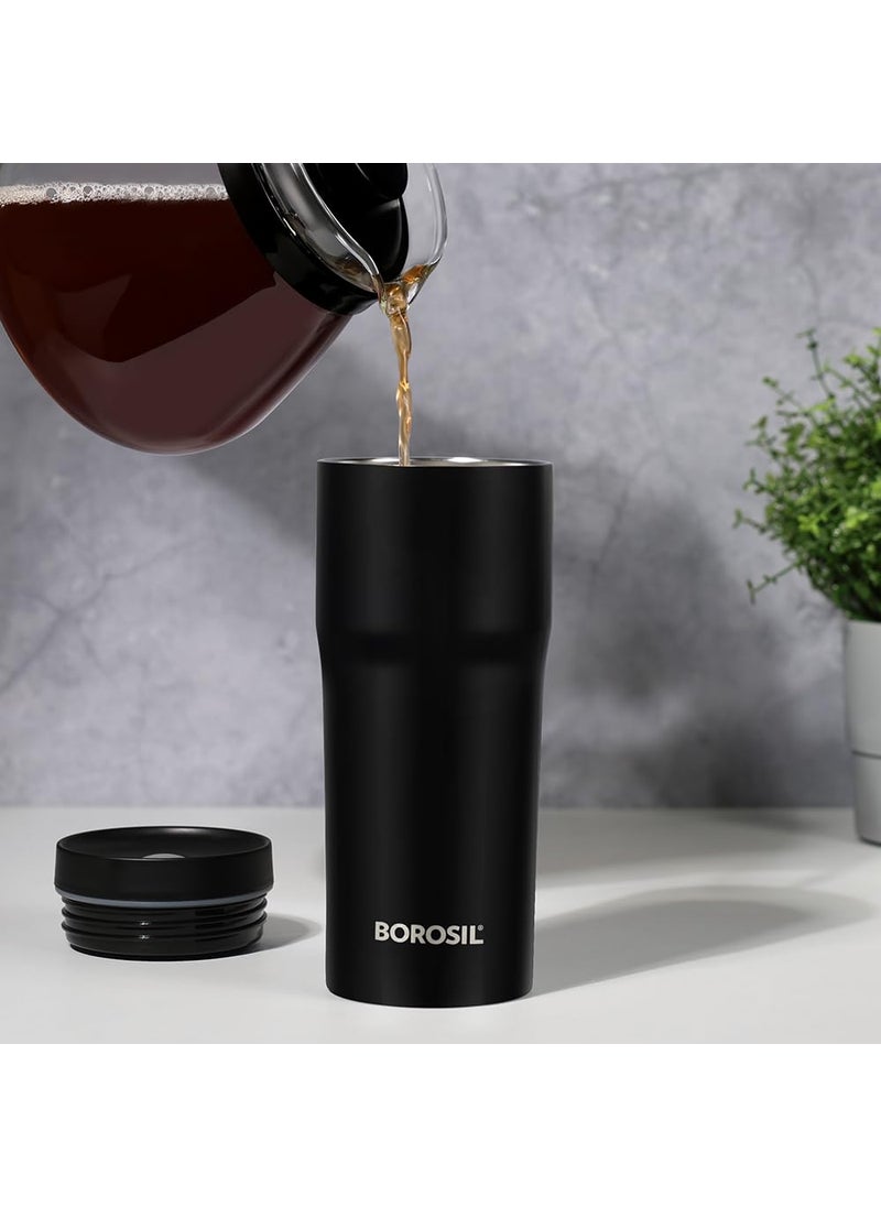 BOROSIL Borosil Hydra Hike 500ml Stainless Steel Flask Tumbler | Double Wall Vacuum Insulated | 9 Hrs Hot & 13 Hrs Cold | Leakproof & Wide Mouth | Fits in Car Holders, for Home, Office, Sports, Black  - Image 4