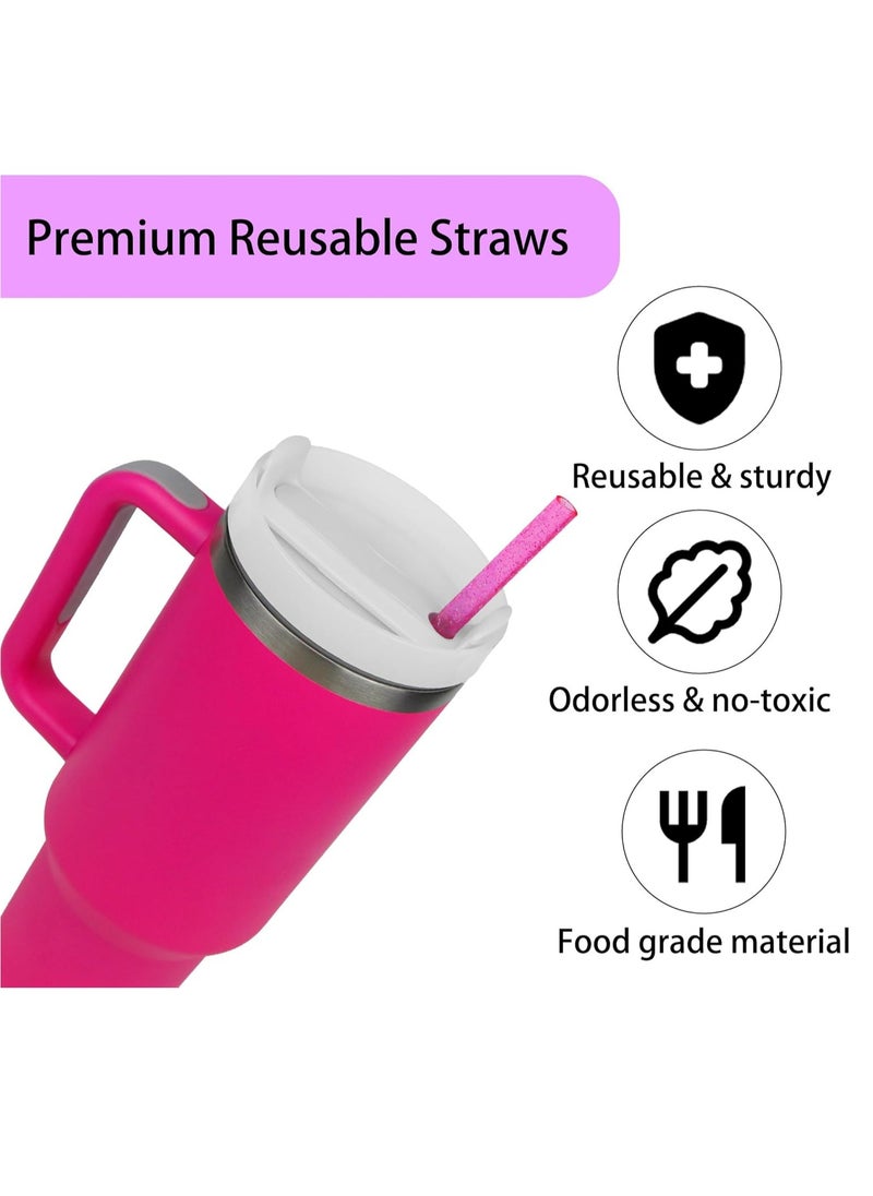 Oasisgalore 10 Pack Replacement Straws, 12" Glitter Plastic Straws with Cleaning Brush  - Image 2