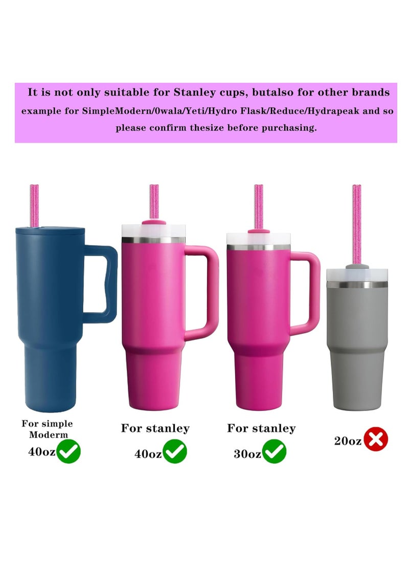 Oasisgalore 10 Pack Replacement Straws, 12" Glitter Plastic Straws with Cleaning Brush  - Image 3