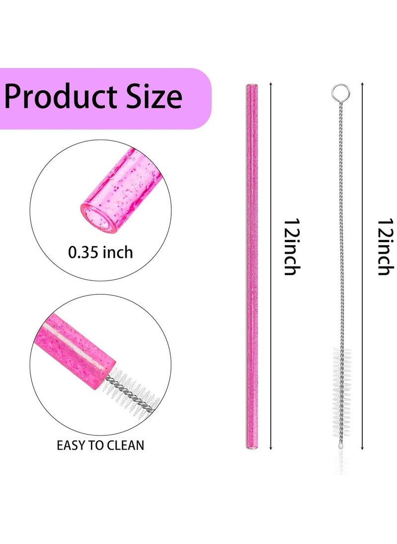 Oasisgalore 10 Pack Replacement Straws, 12" Glitter Plastic Straws with Cleaning Brush  - Image 5