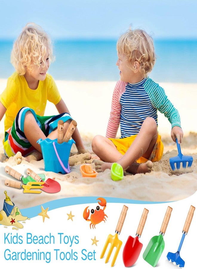 Motionchic 8" Kids Gardening Tools, Metal Beach Sandbox Digging Toys with Wooden Handle, Including Shovel, Rake, Fork and Trowel, Garden Sand Snow Tools for Children Gift Outdoor Gardening(48 Pcs) - Image 3
