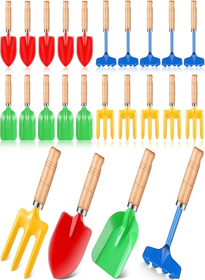Motionchic 8" Kids Gardening Tools, Metal Beach Sandbox Digging Toys with Wooden Handle, Including Shovel, Rake, Fork and Trowel, Garden Sand Snow Tools for Children Gift Outdoor Gardening(48 Pcs) - Image 1