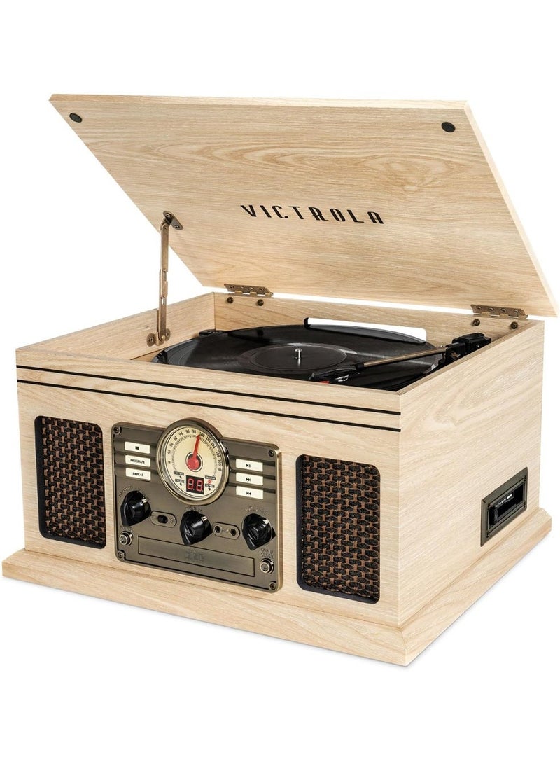 Victrola The Quincy 6 in 1 Music Center Bluetooth Record Player with Built-In Speakers - Natural - Image 1