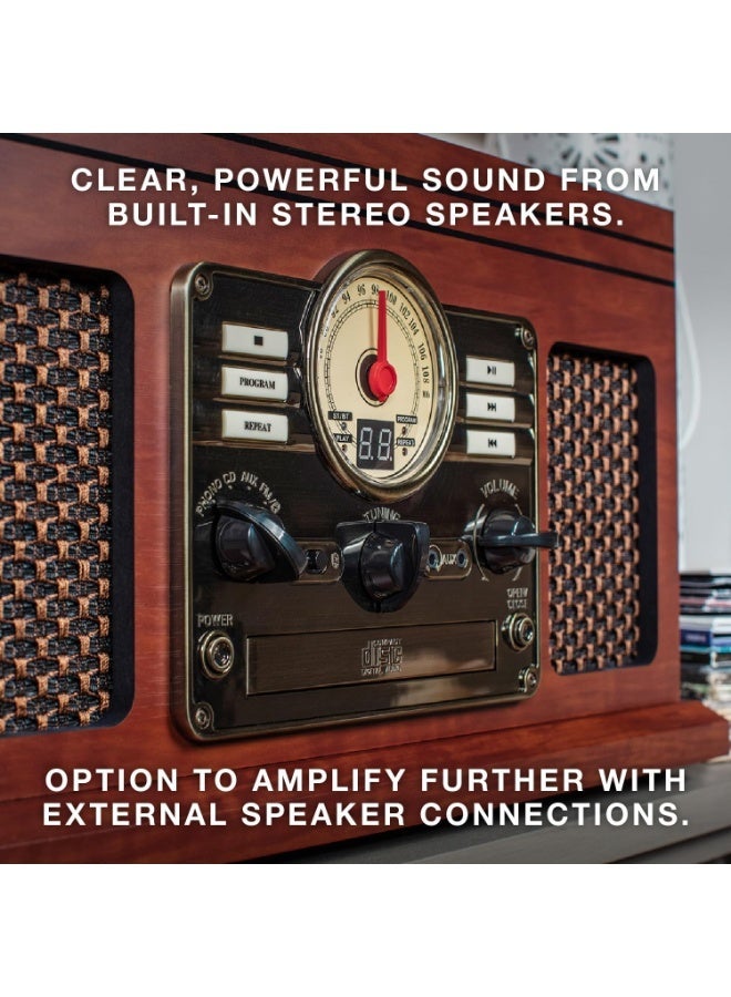 Victrola The Quincy 6 in 1 Music Center Bluetooth Record Player with Built-In Speakers - Natural - Image 2