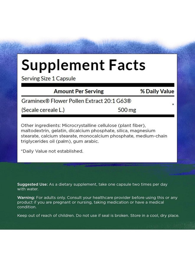 Swanson Maximum Strength Graminex Flower Pollen Extract - Supports Prostate Health, Urinary Tract Function, and Kidney Health - Mens Health Supplement - (60 Capsules, 500mg Each) - Image 2