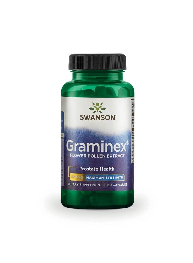 Swanson Maximum Strength Graminex Flower Pollen Extract - Supports Prostate Health, Urinary Tract Function, and Kidney Health - Mens Health Supplement - (60 Capsules, 500mg Each) - Image 1