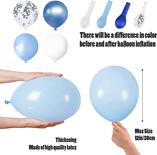 YMSZ Blue and White Balloons, Blue White Balloon Garland Arch Kit, 102 pcs Pastel Blue White Balloons for Baby Shower Birthday Wedding Party Decorations - Image 3