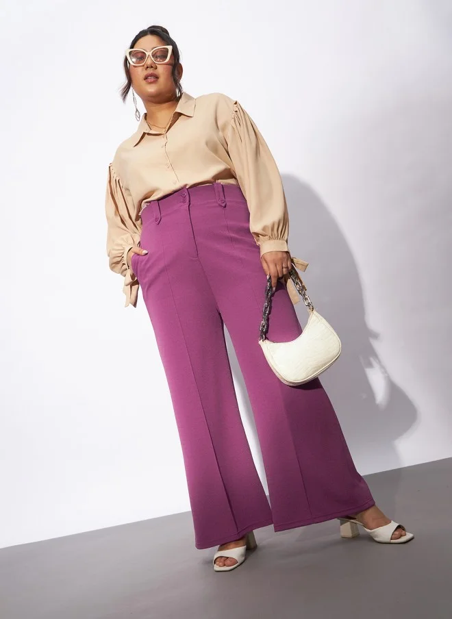 ساسافراس Pink Bootcut Trousers for Women