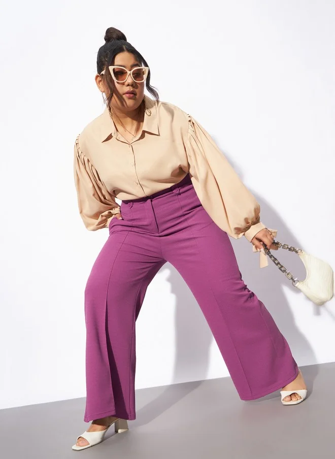 ساسافراس Pink Bootcut Trousers for Women