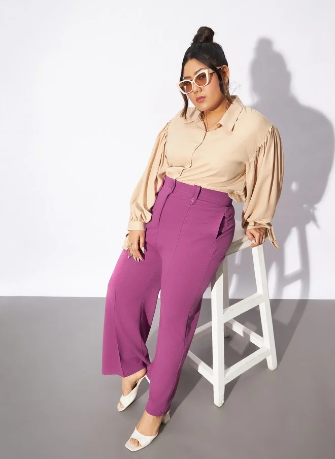 ساسافراس Pink Bootcut Trousers for Women