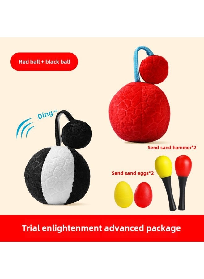 Rattle Baby Can Bite Toys Send Black And White Ball Newborn Baby Old-fashioned Chinese Style 0 To 3-6 Months Rattle-Color:Black And White Ball + Red Ball (0-12 Months) Send Sand Hammer * 2 + Sand Egg * 2 - Image 1