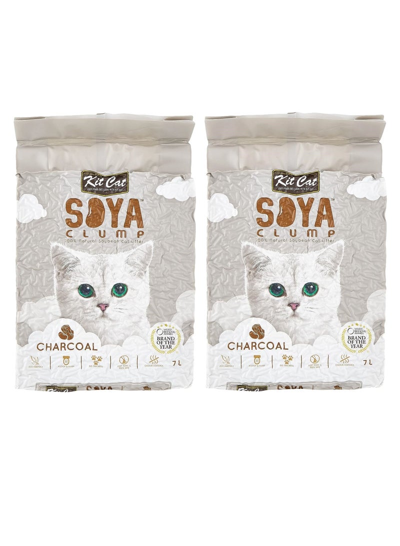 Kit Cat قمامة فول الصويا من شركة Soya Clump، فحم لجميع مراحل حياة القطط، 2 × 7 لتر - Image 1