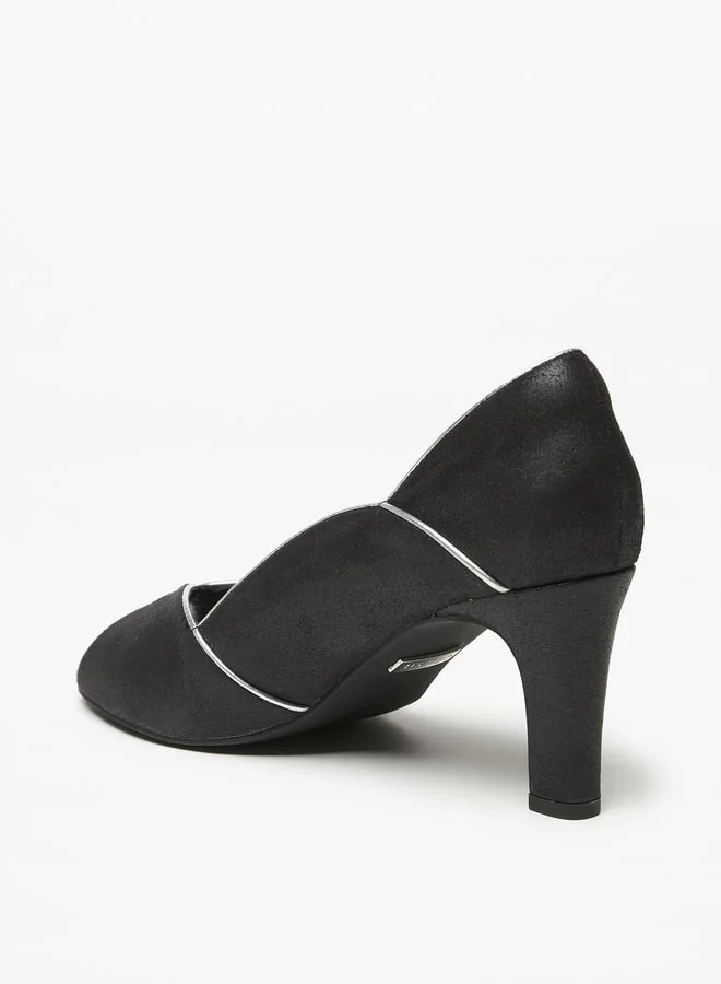 Celeste Women's Solid Slip-On Pumps with Cone Heels