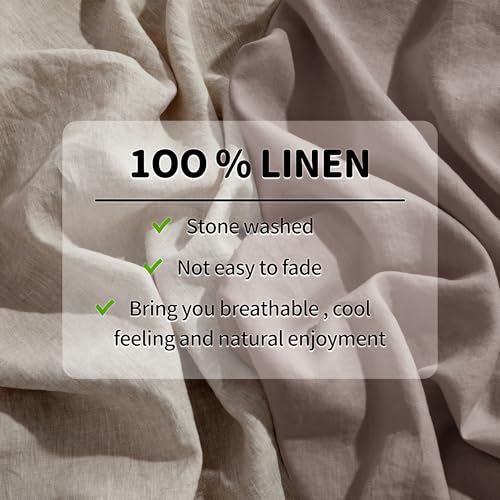 LBRO2M 100 Pure Linen Sheet Set Deep Pocket Up to 16 Bed Sheets Sets Natural Flax Beddings Soft Breathable Comfortable for All Seasons 4 Pcs Sheet Set King Size Mauve Desert - Image 3
