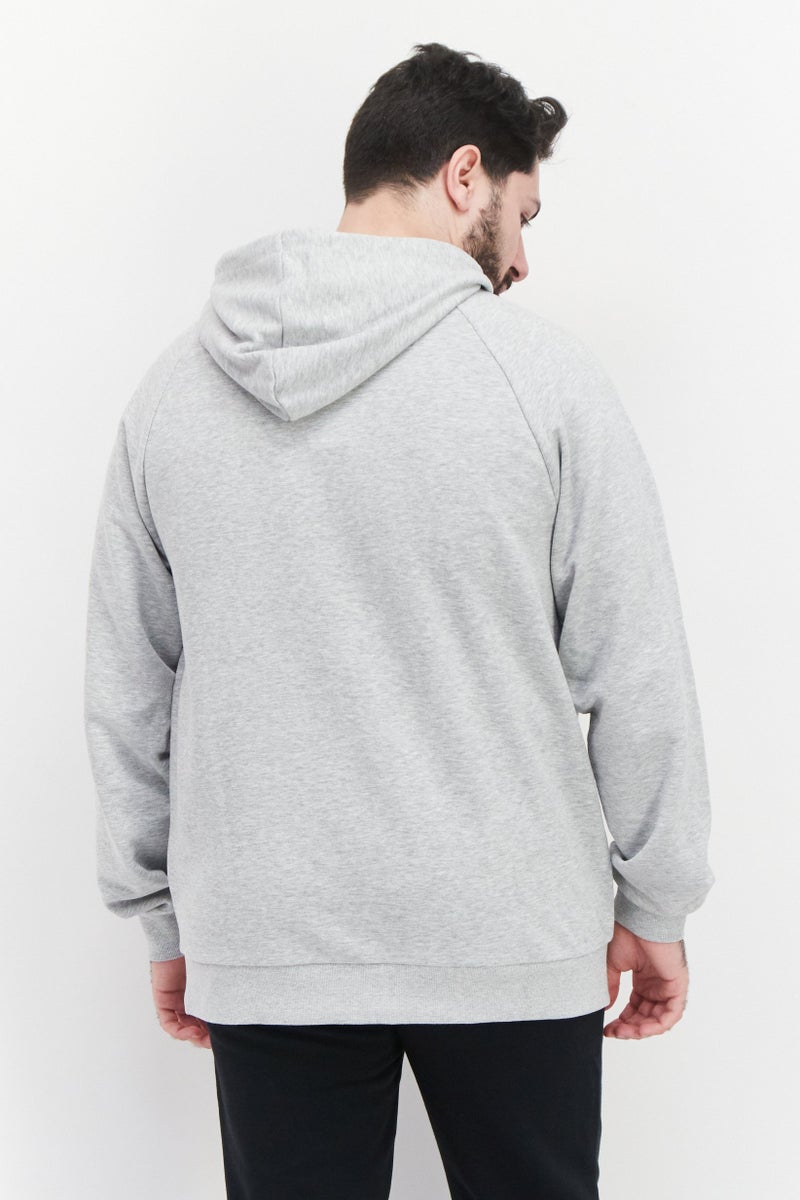 FILA هودي رياضي للرجال بأكمام طويلة مناسب، رمادي - Image 4