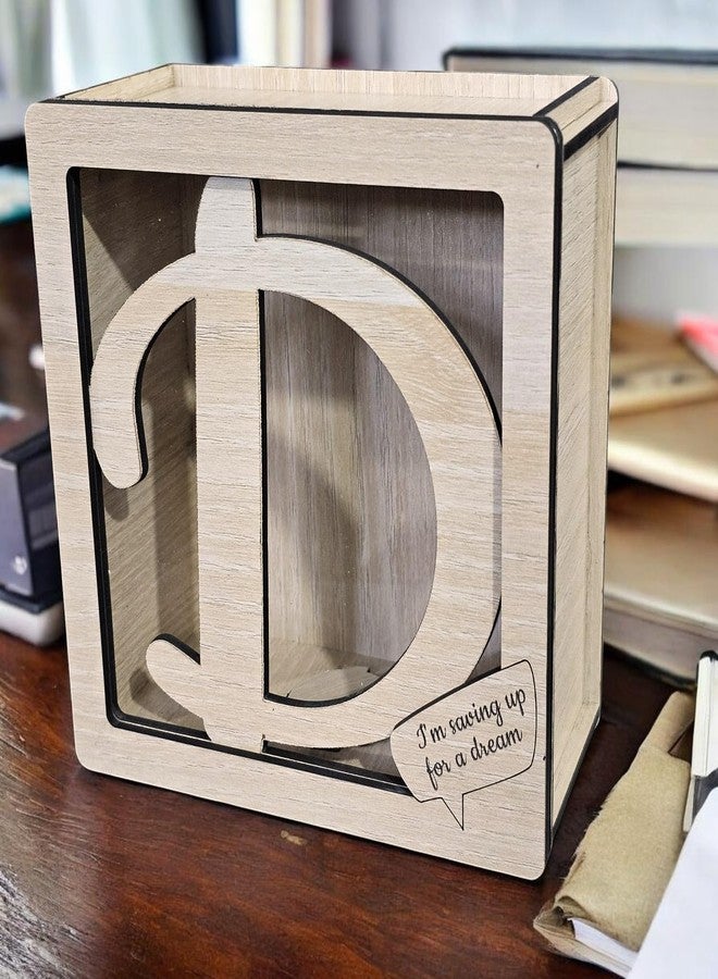 LACUM® Letter Piggy Bank - Custom Wooden Money Bank for Kids & Adults - Sunmica Coated Engineering Wood with Transparent Acrylic Front - Unique Gifts (Letter D) - Image 4