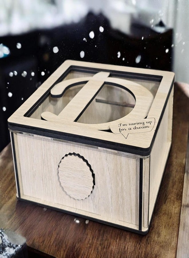 LACUM® Letter Piggy Bank - Custom Wooden Money Bank for Kids & Adults - Sunmica Coated Engineering Wood with Transparent Acrylic Front - Unique Gifts (Letter D) - Image 2