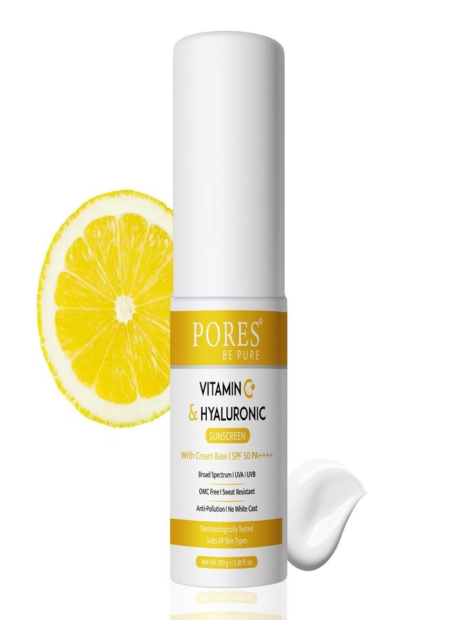 PORES Be Pure Vitamin C & Hyaluronic Sunscreen SPF 50, PA++++, Lightweight, No white-cast | Broad Spectrum & Blue Light Protection For Even Toned & Glowing Skin | All Skin Type Sunscreen (100 ML (Pack of 2)) - Image 2