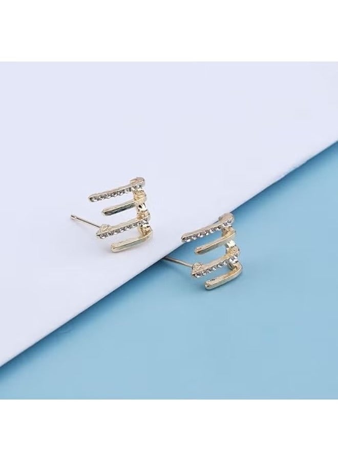 زوج واحد من الأقراط الأنيقة والبسيطة على شكل حرف U، أقراط نسائية أنيقة، مصنوعة من سبائك الزنك مع أعمدة من الفولاذ المقاوم للصدأ، إكسسوار مجوهرات متعدد الاستخدامات لجميع المواسم للارتداء اليومي والاحتفالات - Image 2