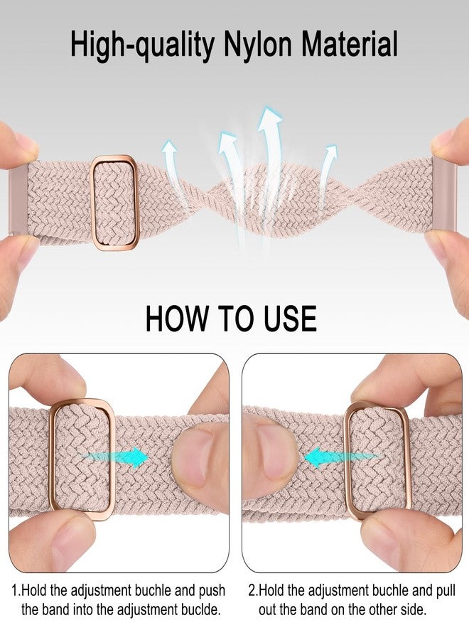 Meliya Compatible with 20mm 22mm Watch Bands Quick Release Replacement Wristband, Adjustable Stretchy Braided Bands Replacement Straps for Women Men (Mauve/Pink Sand/Starlight, 22mm) - Image 3