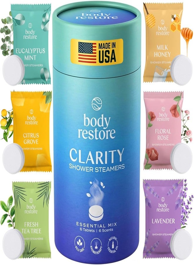 Body Restore Shower Steamers Aromatherapy 6 Pack – Birthday Gifts for Men, Women, Dad Gift, Easter Basket Stuffers, Stress Relief, Relaxation, Self Care – Clarity - Image 1