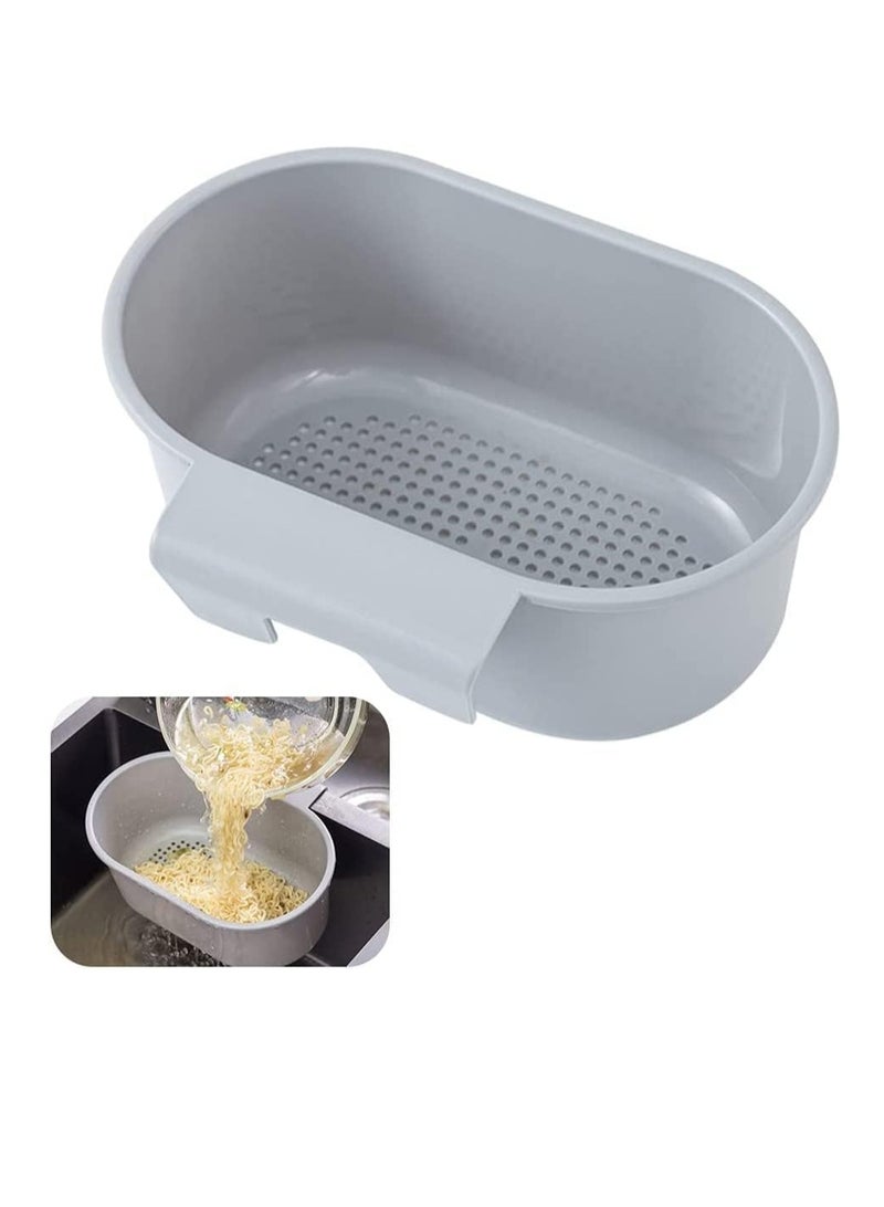 SYOSI 2Pcs Kitchen Sink Drain Strainer Basket Compost Corner Sink Swan Strainer Basket Hanging Sink Corner Colander Triangle Multifunction Kitchen Sink Food Catcher Basket Waste Filter Wash Fruit Grey - Image 1