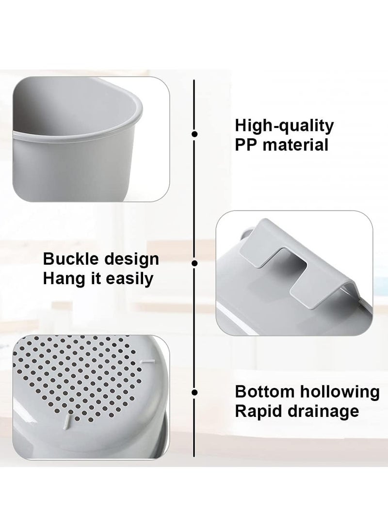 SYOSI 2Pcs Kitchen Sink Drain Strainer Basket Compost Corner Sink Swan Strainer Basket Hanging Sink Corner Colander Triangle Multifunction Kitchen Sink Food Catcher Basket Waste Filter Wash Fruit Grey - Image 5