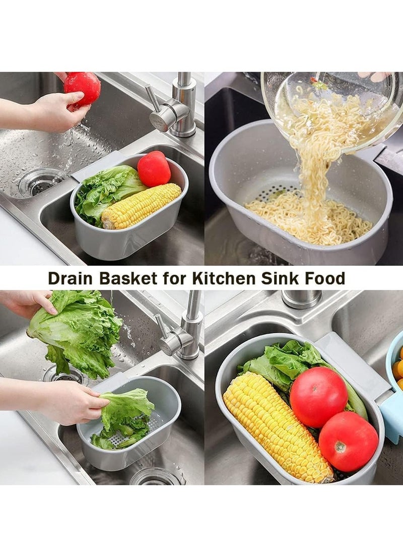 SYOSI 2Pcs Kitchen Sink Drain Strainer Basket Compost Corner Sink Swan Strainer Basket Hanging Sink Corner Colander Triangle Multifunction Kitchen Sink Food Catcher Basket Waste Filter Wash Fruit Grey - Image 4