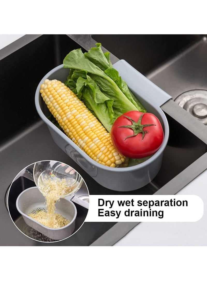 SYOSI 2Pcs Kitchen Sink Drain Strainer Basket Compost Corner Sink Swan Strainer Basket Hanging Sink Corner Colander Triangle Multifunction Kitchen Sink Food Catcher Basket Waste Filter Wash Fruit Grey - Image 2