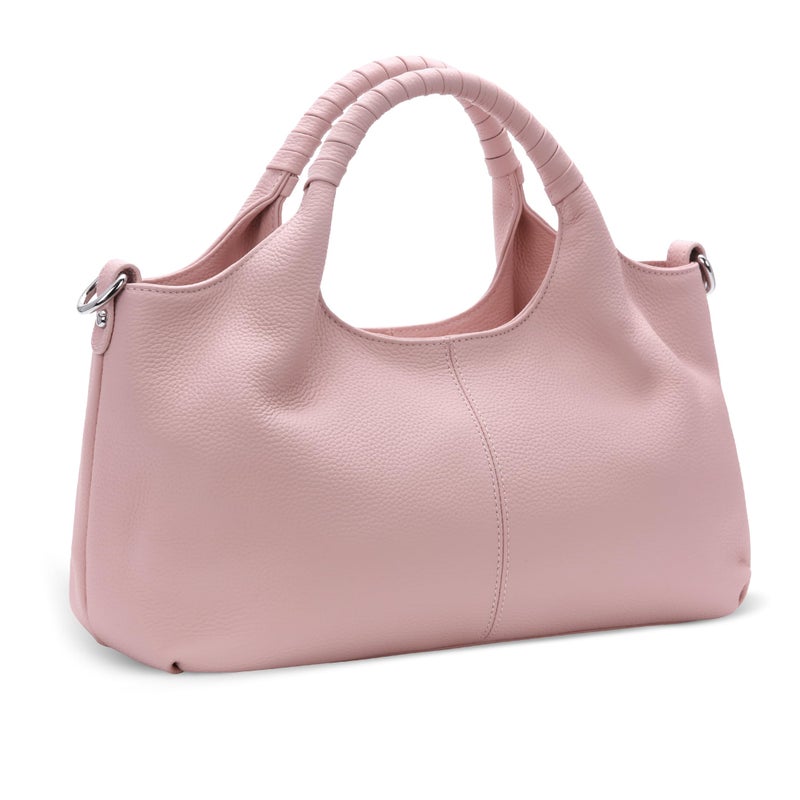 Iswee Genuine Leather Shoulder Bags Pink Purses and Handbags for Women Satchel Designer Cross Body Hobo Medium Size Tote (Pink) - Image 1