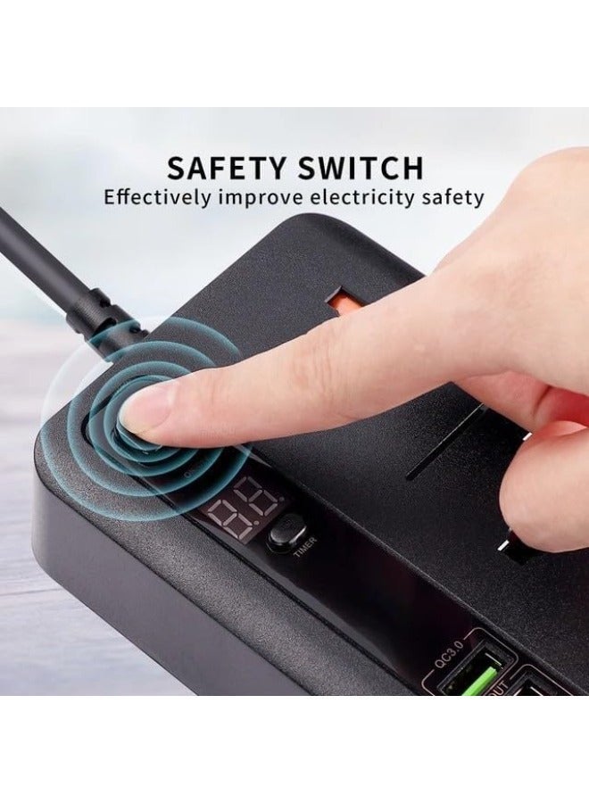 JAJEEK Universal Power Strip with Surge Protector, 6 Outlets, 3 USB Ports, 1 Type-C Port - Home, Office, Kitchen Extension Cord - Image 4