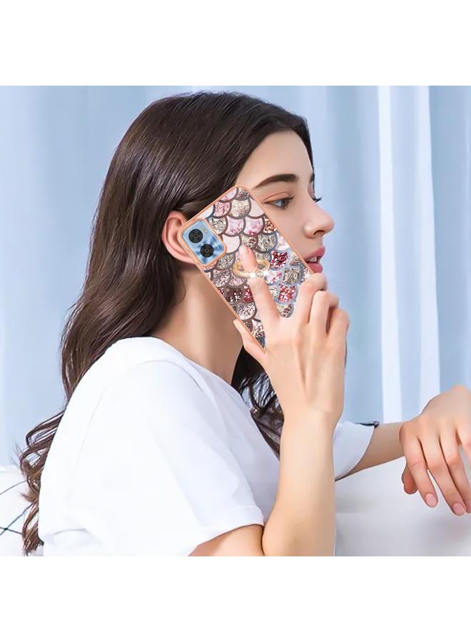 اس-توب جراب لهاتف Motorola Moto E22 / E22i مصنوع من مادة TPU مطلية بالكهرباء مع حلقة - Image 4