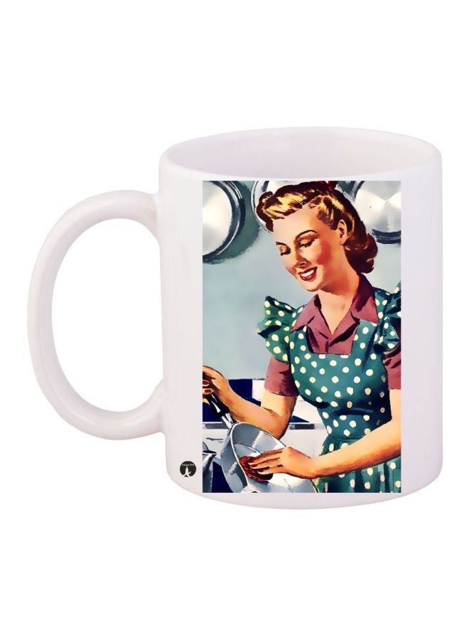 RYN Girl Printed Coffee Mug White/Grey/Blue 11ounce