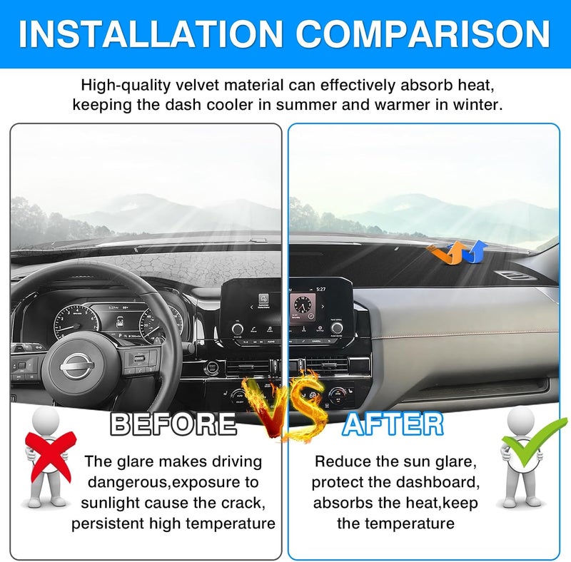 Autorder Dashboard Cover Mat for 2022-2026 Nissan Pathfinder Accessories Dash Cover Upgrade Velvet Dash Mat UV Rays Protector - Image 3