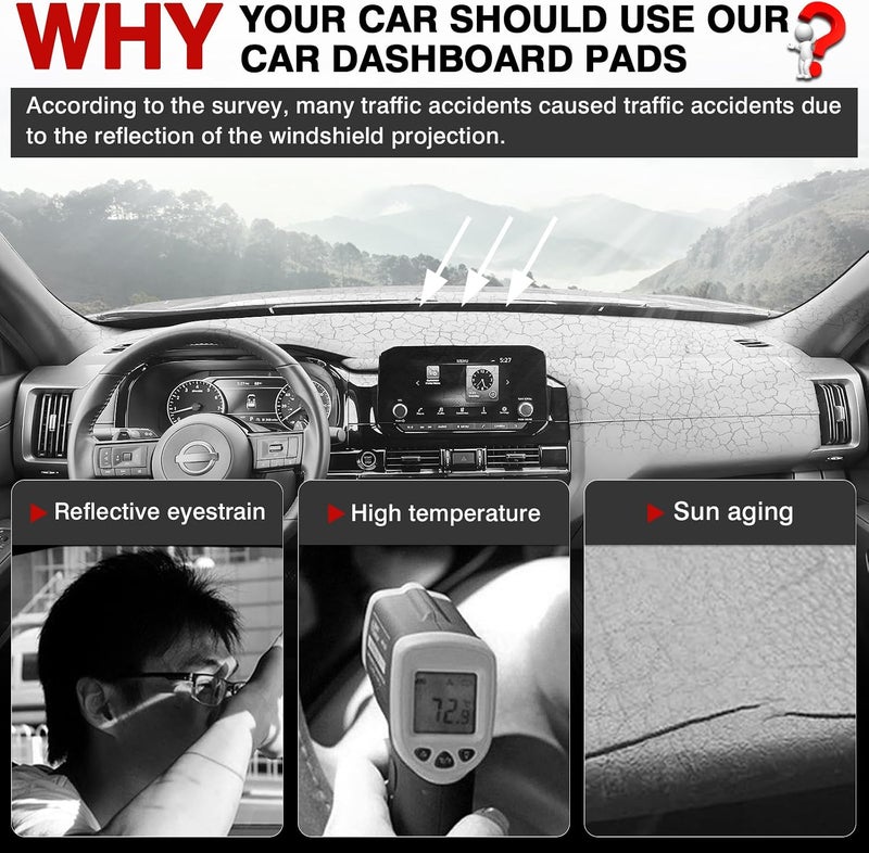 Autorder Dashboard Cover Mat for 2022-2026 Nissan Pathfinder Accessories Dash Cover Upgrade Velvet Dash Mat UV Rays Protector - Image 2