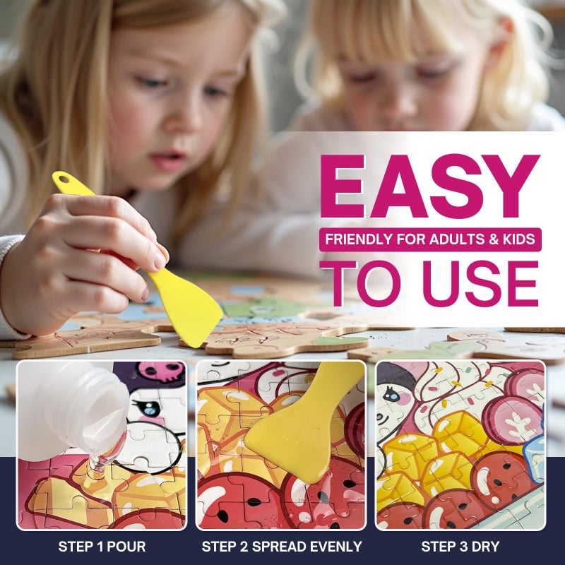 MCTRHG Jigsaw Puzzle Glue Clear with Applicators, Non-Toxic, Quick Dry & Water-Soluble for Adults, Puzzle Frame Kit, 200ML Anime Puzzle Saver, Easily Preserves Finished Puzzles for 3000/4500/5000 Pieces - Image 3