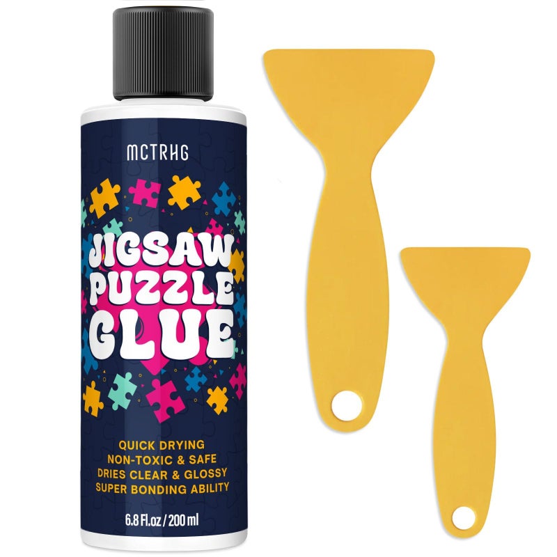 MCTRHG Jigsaw Puzzle Glue Clear with Applicators, Non-Toxic, Quick Dry & Water-Soluble for Adults, Puzzle Frame Kit, 200ML Anime Puzzle Saver, Easily Preserves Finished Puzzles for 3000/4500/5000 Pieces - Image 1