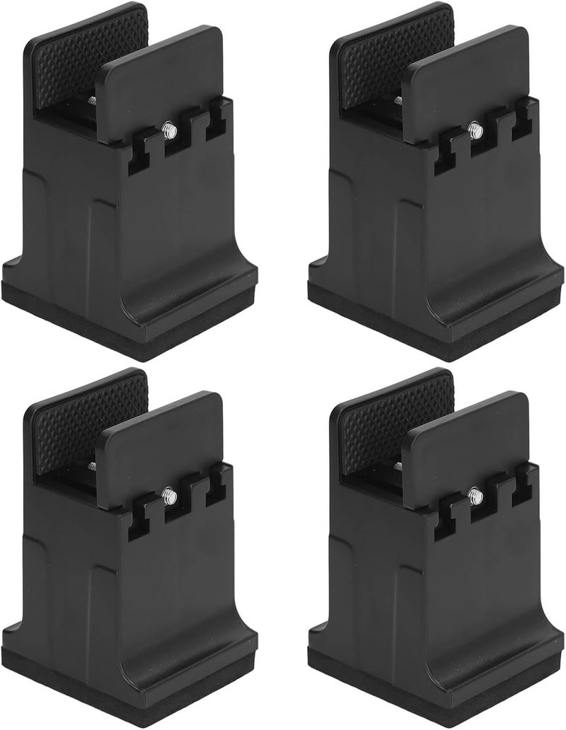 4pcs Adjustable Furniture Risers with Screw Clamp, Heavy Duty Bed Couch Risers, Rubber Leg Extenders for Tables Chairs Desks, Space Saving Underbed Storage Solution for Home Office (Black) - Image 3