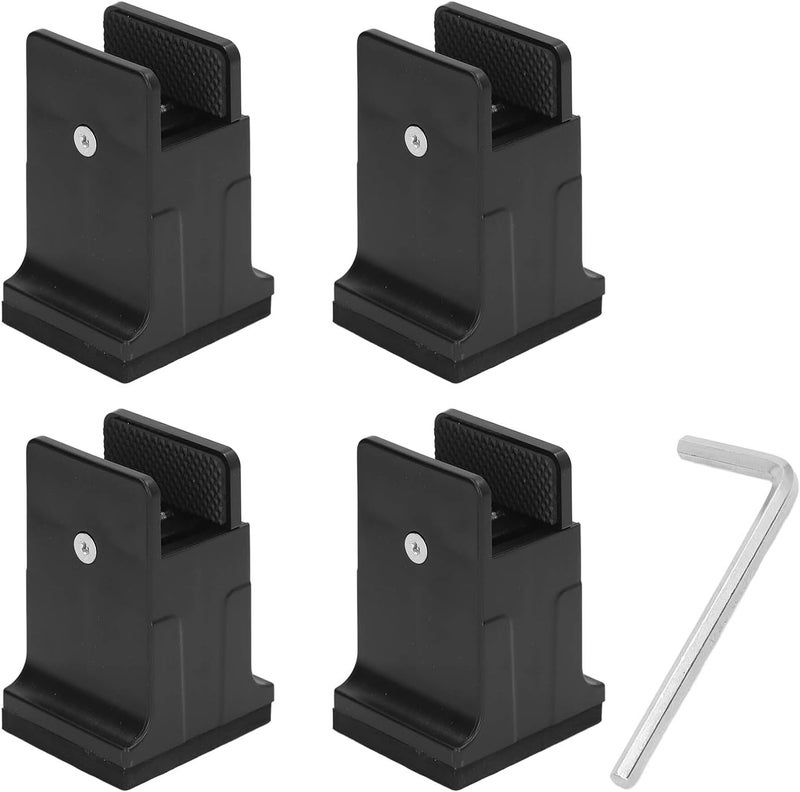4pcs Adjustable Furniture Risers with Screw Clamp, Heavy Duty Bed Couch Risers, Rubber Leg Extenders for Tables Chairs Desks, Space Saving Underbed Storage Solution for Home Office (Black) - Image 1