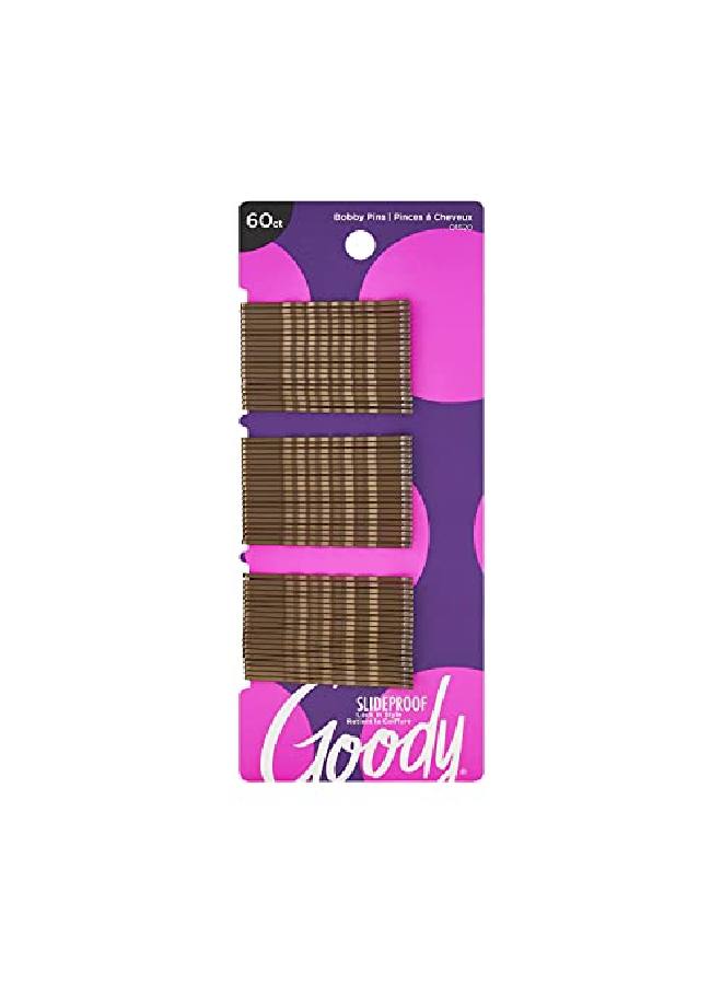 Goody Slideproof Bobby Pins Brown 60Count (Pack Of 6) (1942223) - Image 1