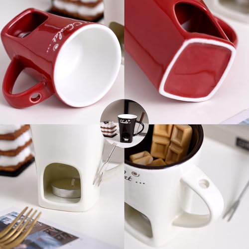 CZMSECAI Sweet Fondue Cup for Date Night and More - Chocolate Melting Cup Set with Forks, Perfect as Fondue Mug or Chocolate Fondue Mug - Ideal Gifts for Birthday, Wedding and More (red) - Image 3