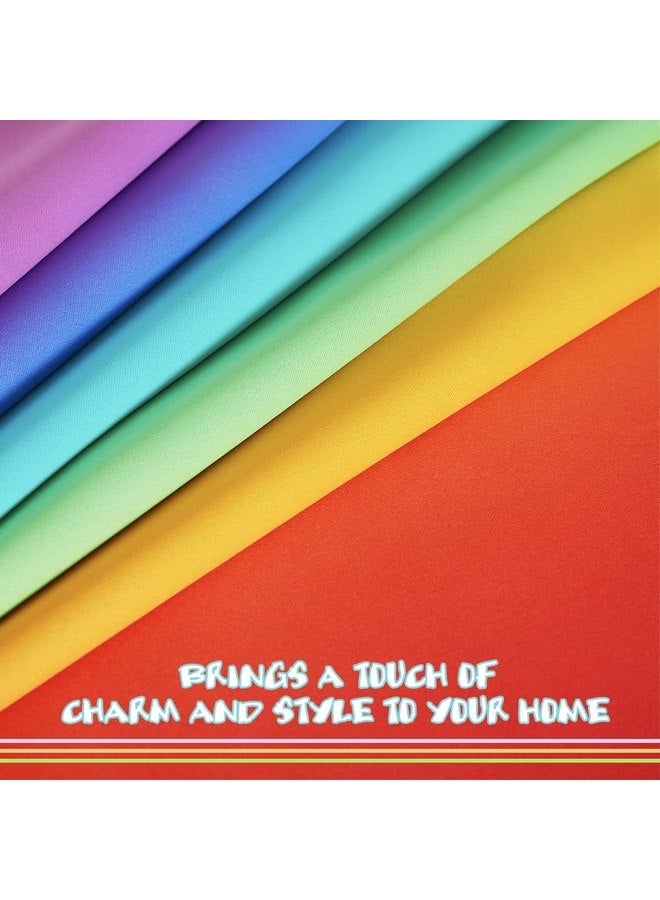 نايس تاون ستائر مطبخ بألوان قوس قزح ملونة من NICETOWN، ستائر تعتيم لتزيين المنزل لغرفة نوم الفتيات، ستائر نوافذ لغرف الأطفال البنات والابنة (ألوان قوس قزح داكنة، طول 52 × 54 بوصة، مجموعة من قطعتين) - Image 4