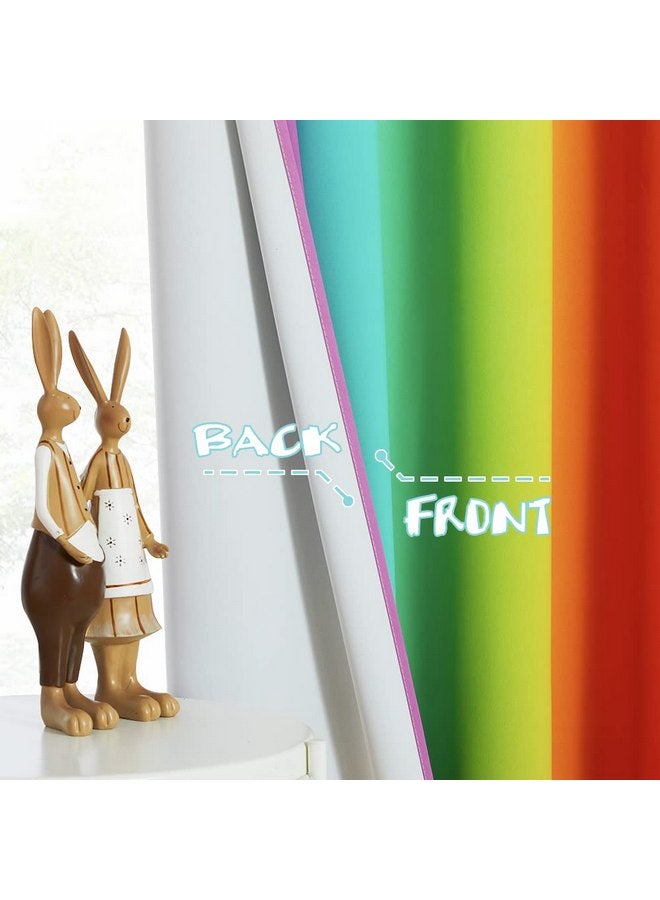 نايس تاون ستائر مطبخ بألوان قوس قزح ملونة من NICETOWN، ستائر تعتيم لتزيين المنزل لغرفة نوم الفتيات، ستائر نوافذ لغرف الأطفال البنات والابنة (ألوان قوس قزح داكنة، طول 52 × 54 بوصة، مجموعة من قطعتين) - Image 3